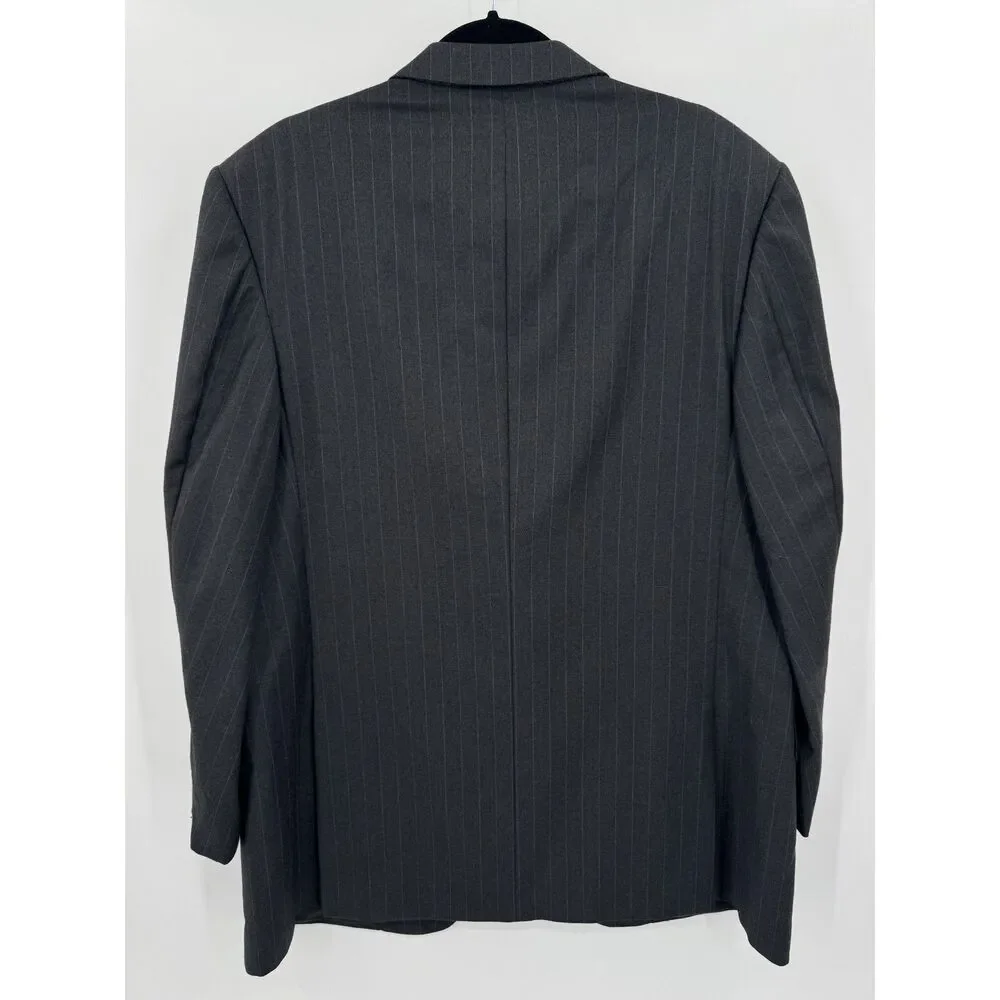 ERMENEGILDO ZEGNA Gray 2 Button Pinstripe Trofeo Australian Wool Blazer 46R 56R